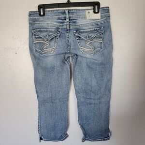 Silver Jeans Co. McKenzie Capri Capris Light Wash Denim Sz 29 Flap Pocket Summer